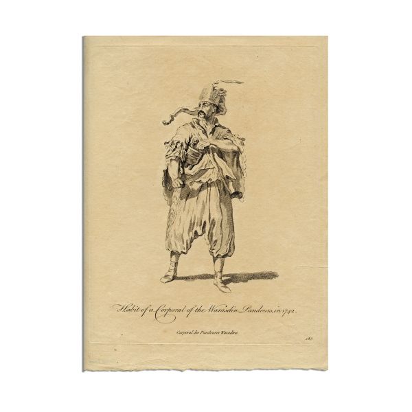 Miller John (Johann Sebastian Mueller), Caporal de panduri orădean, gravură în metal, 1757