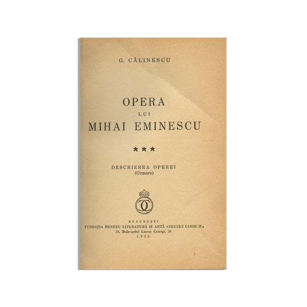 George Călinescu, Operele lui Mihai Eminescu, 5 volume, cu dedicație către Lucian Boz