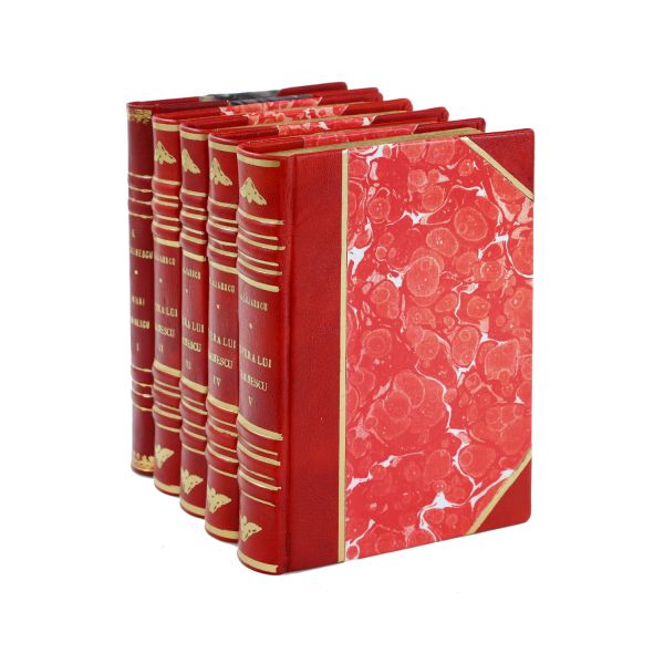 George Călinescu, Operele lui Mihai Eminescu, 5 volume, cu dedicație către Lucian Boz