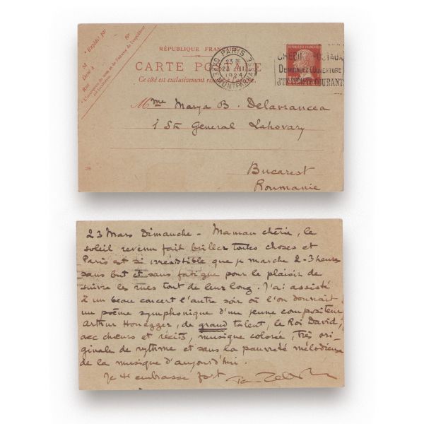 Cella Delavrancea, două corespondențe pentru mama sa, Marya Delavrancea, 1924