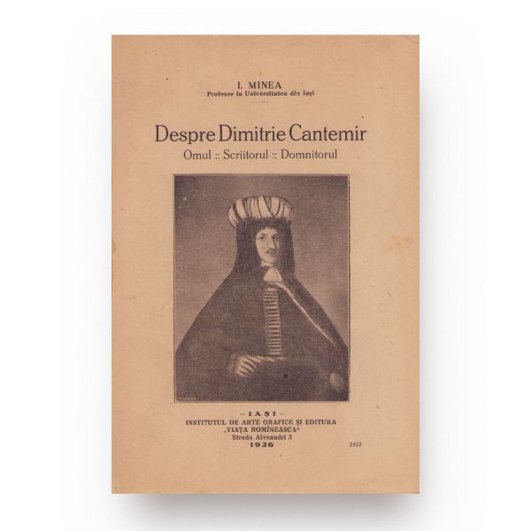 I. Minea, Despre Dimitrie Cantemir, 1926