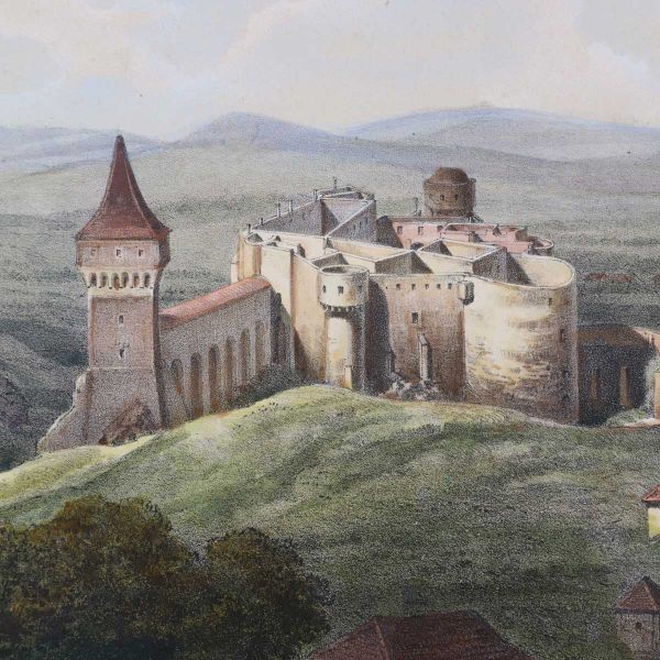 Castelul Huniazilor, două litografii colorate în epocă