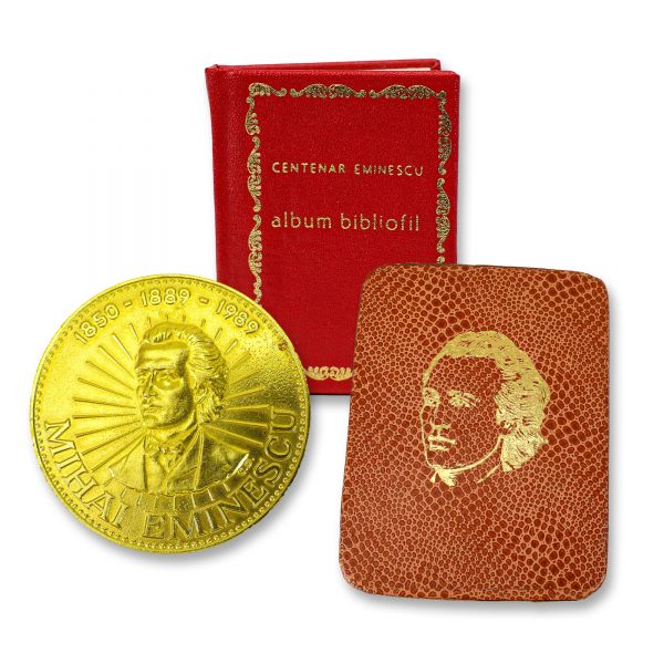 Centenarul lui Eminescu, album bibliofil + medalie, 1989