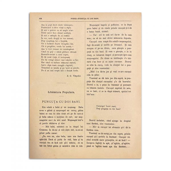 Convorbiri Literare, Anul IX, Nr. 10, 1 Ianuarie 1876, cu „Punguța cu doi bani” de Ion Creangă