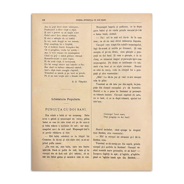 Convorbiri Literare, Anul IX, Nr. 10, 1 ianuarie 1876, cu „Punguța cu doi bani” de Ion Creangă