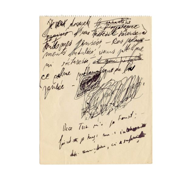 Emil Cioran, filă manuscris despre ireversibilitatea timpului