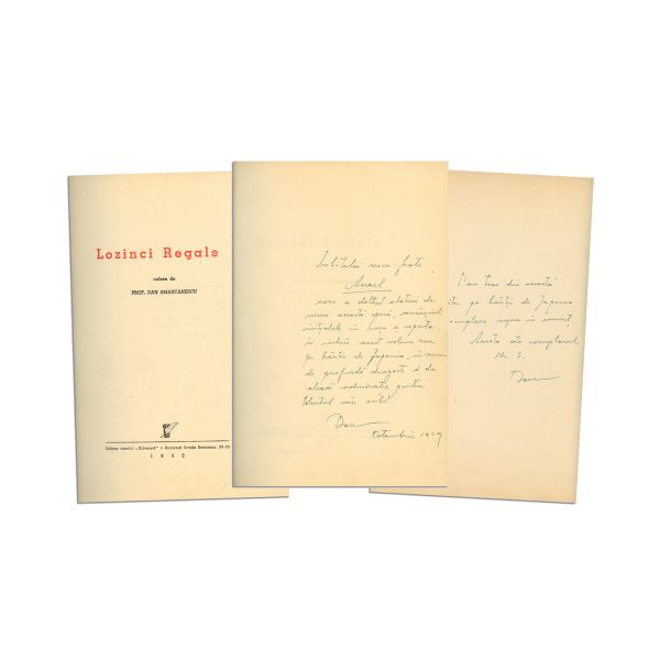 Dan Smântânescu, Lozinci regale, 1939, cu dedicație, exemplar bibliofil