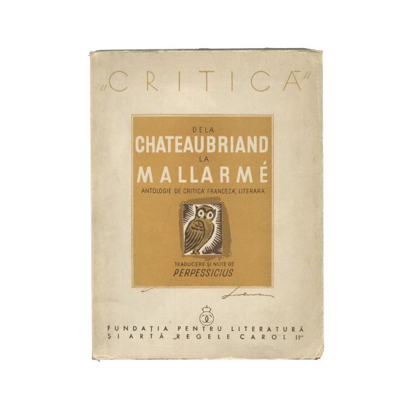Dumitru S. Panaitescu-Perpessicius, De la Chateaubriand la Mallarmé, 1938, cu dedicație către Octav Șuluțiu