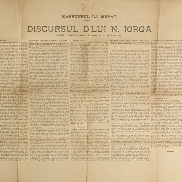Discursul rostit de Nicolae Iorga la Iași, 14 decembrie 1916, afiș 