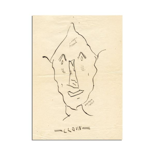 Geo Bogza, Clovn, desen în peniță, 1927 - Lucrare realizată pentru publicația „Urmuz”