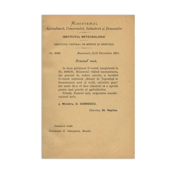 G. Georgescu, Măsuri de suprafață, 1891