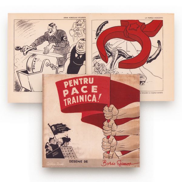 Pentru pace trainică împotriva ațâțătorilor la război, album cu desene de Boris Efimov, 1951 - piesă rarisimă de propagandă