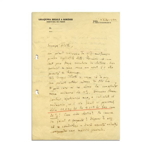Lucian Blaga, scrisoare către Eugen Filotti, 3 februarie 1933