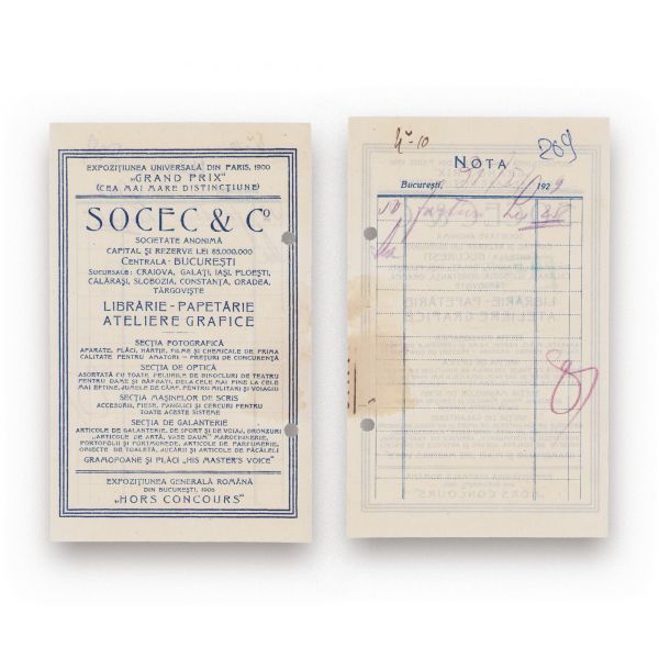 Tipografia Curții Regale F. Gobl Fii + Socec & Co., două facturi