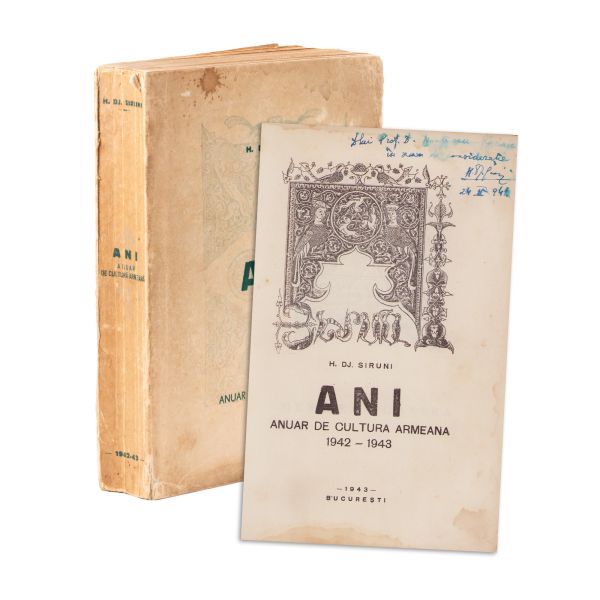 H. Dj. Siruni, Ani - Anuar de cultură armeană, 1943, cu dedicație olografă