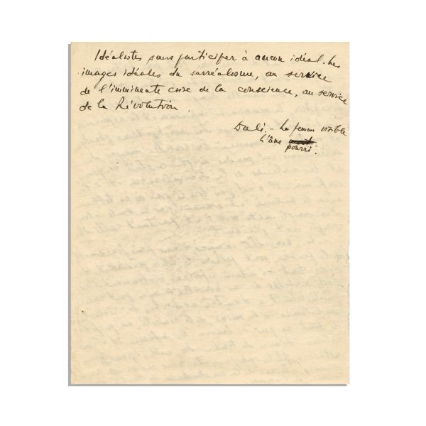 Salvador Dalí, scrisoare olografă + trei invitați - Piesă rară