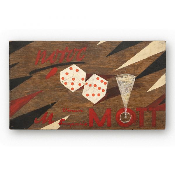 Întreprinderea de vinuri și șampanii Mott, cutie pentru jocul de table, pictată manual