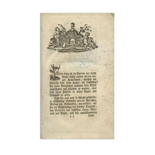 Franz Joseph Sulzer, Istoria Daciei Transalpine, Țării Românești, Moldovei și Basarabiei, volumul I, 1781