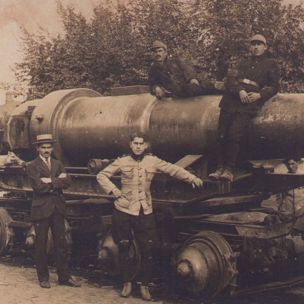 Obuzier capturat de Armata Română, fotografie tip carte poștală, 1919