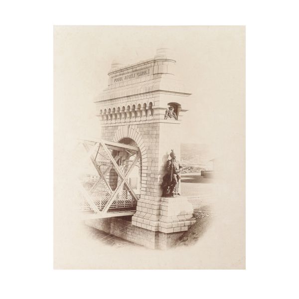 Intrarea pe Podul Regele Carol I, fotografie de mari dimensiuni, atelier Franz Duschek, 1895