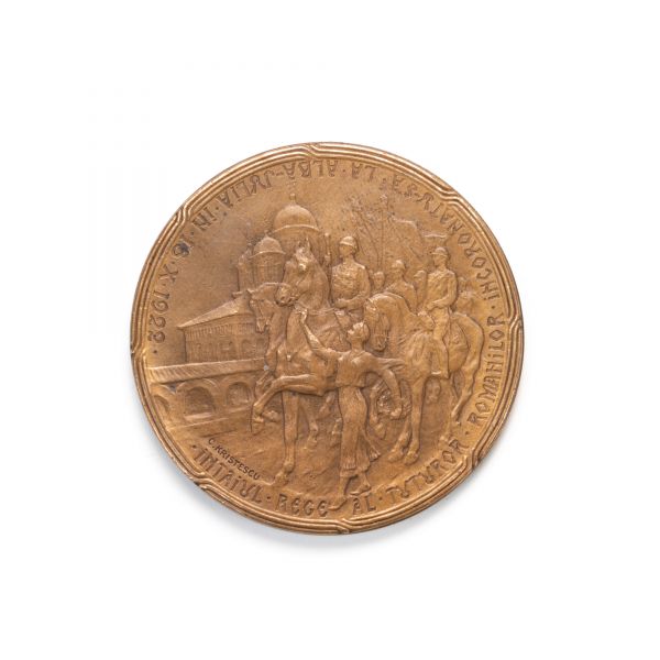 Regele Ferdinand I și regina Maria, Încoronarea de la Alba Iulia, medalie din bronz, gravor C. Kristescu