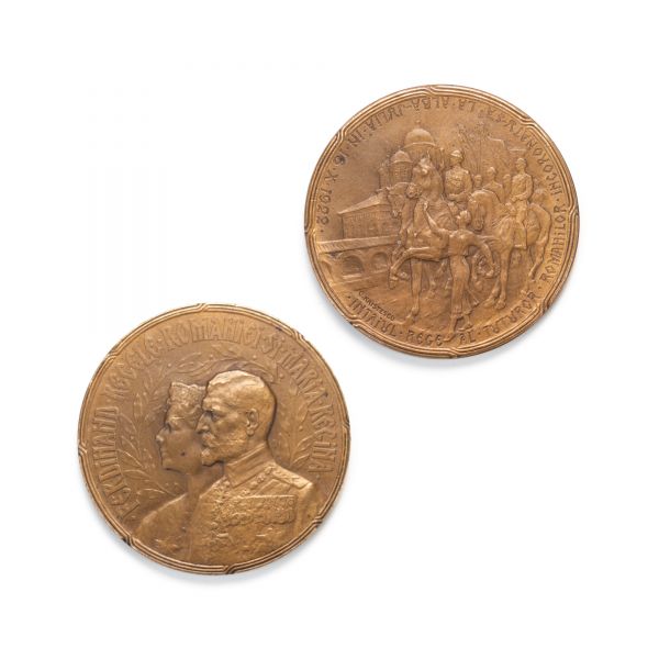 Regele Ferdinand I și regina Maria, Încoronarea de la Alba Iulia, medalie din bronz, gravor C. Kristescu
