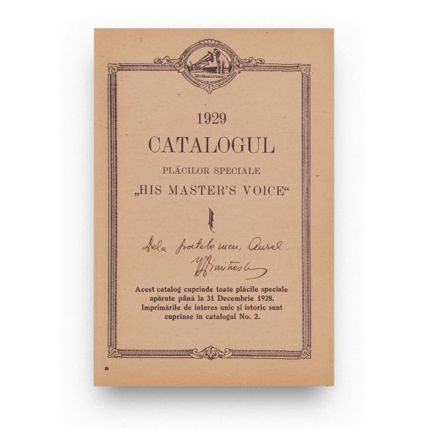 Plăcile produse de casa de discuri „His Master's Voice”, două cataloage pe anii 1928-1929