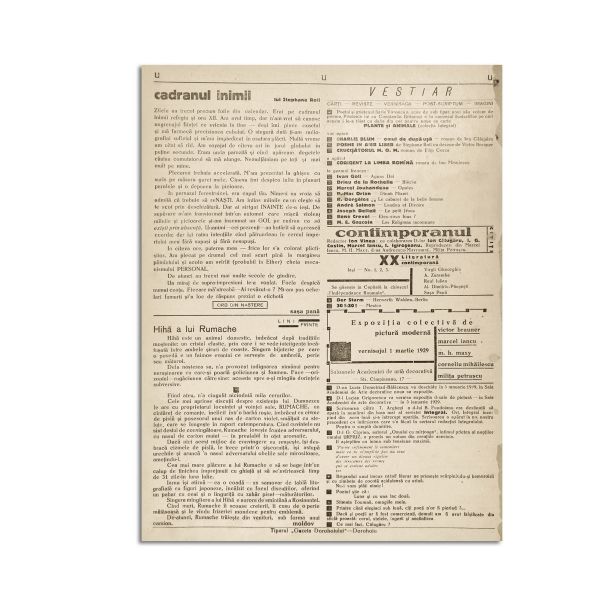Publicația „UNU”, anul II, nr. 9, ianuarie 1929