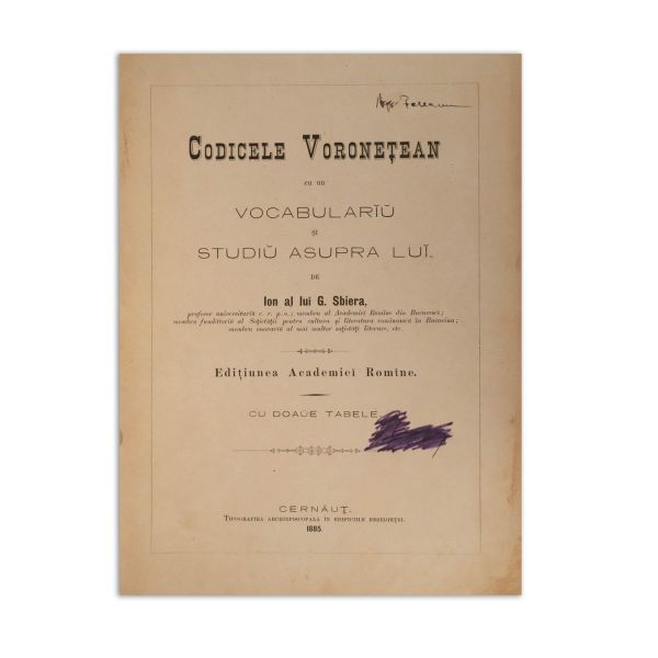 Ion G. Sbiera, Codicele Voronețean, 1895