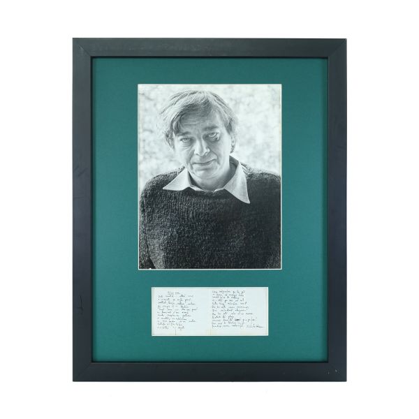 Nichita Stănescu, fotografie de mari dimensiuni + manuscris poezie, cca. 1980