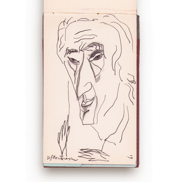 Sergiu Celibidache la o repetiție, caiet cu 19 schițe realizate de Dragoș Morărescu, 1979 