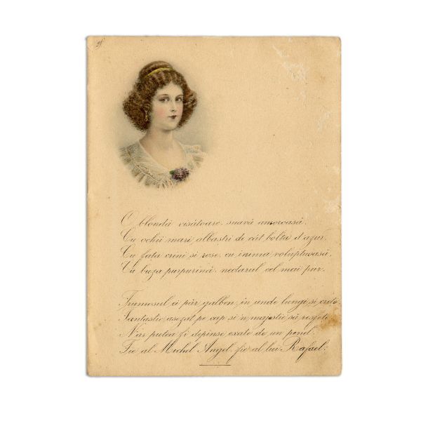 Maria Mihăescu (Mița Biciclista), două file cu poezii de dragoste, cu semnătură olografă, 1912