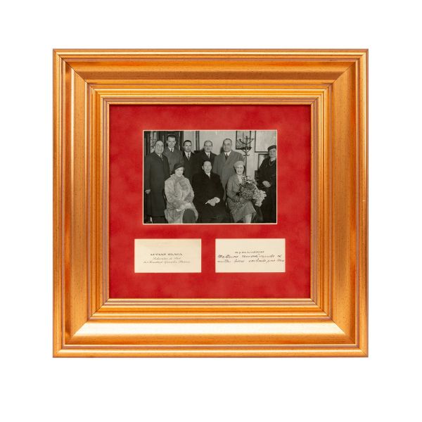 Nicolae Titulescu, Lucian Blaga, Filip Lahovary, fotografie de epocă + două cărți de vizită