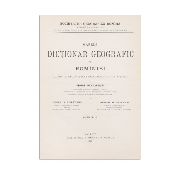 Marele dicționar geografic al României, cinci volume + Dicționarul Geografic al Bucovinei