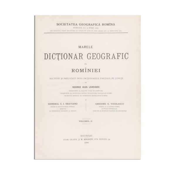 Marele dicționar geografic al României, cinci volume + Dicționarul Geografic al Bucovinei