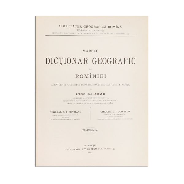 Marele dicționar geografic al României, cinci volume + Dicționarul Geografic al Bucovinei