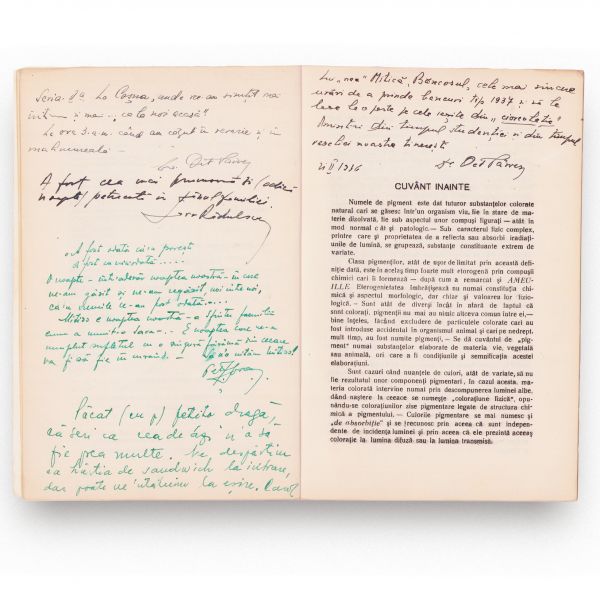 Pârvescu Octavian, Cercetări asupra pigmentației melanice la păstrăvul de munte, 1936, cu dedicație