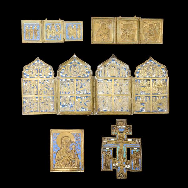 Un poliptic, două triptice, un crucifix și o icoană de călătorie, atelier rusesc, sec. al XIX-lea