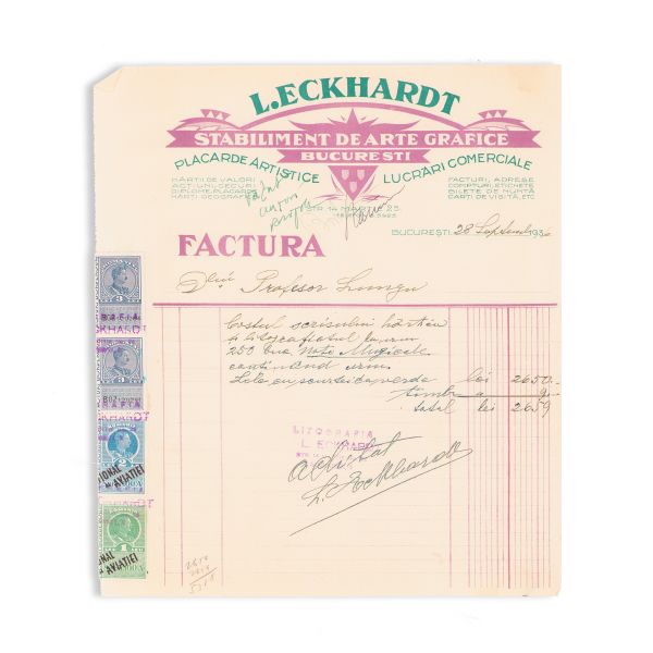 Inst. de Arte Grafice „M. M. Antonescu”, Stab. de Arte Grafice L. Eckhardt și Inst. „Lupta”, trei facturi, 1936 - 1937 