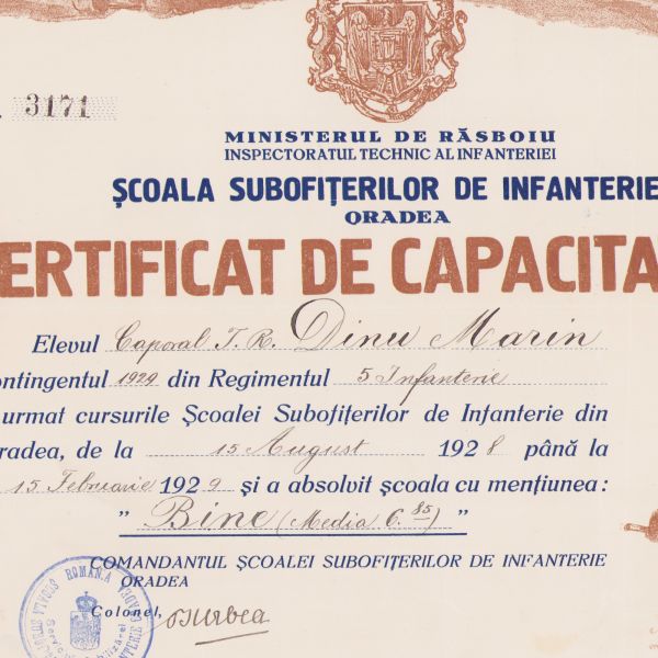 Două certificate de capacitate și de absolvire a gimnaziului, 1929-1941