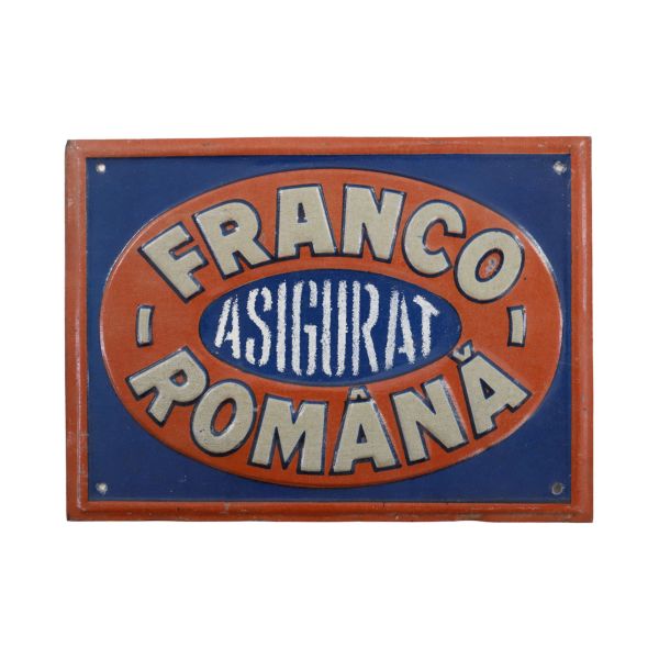 Societatea de Asigurări Franco-Română, plăcuță metalică 
