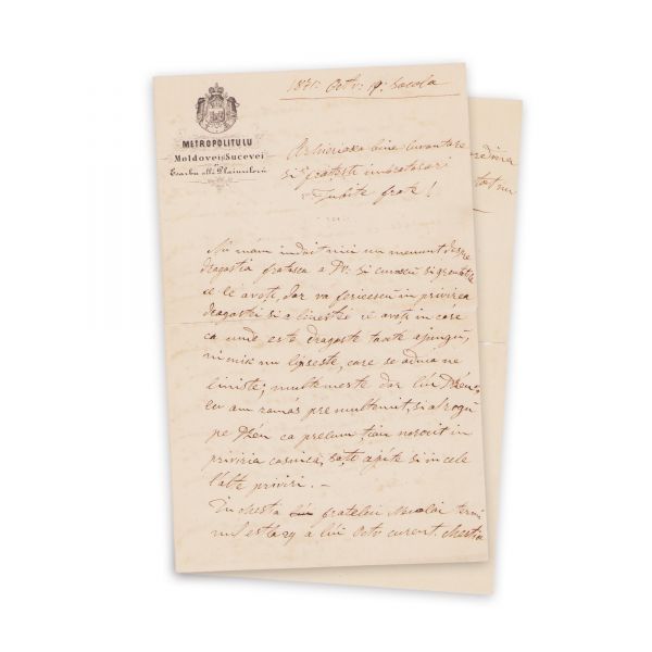 Mitropolitul Calinic Miclescu, scrisoare adresată fratelui său, 19 octombrie 1871, din colecția familiei Ghica