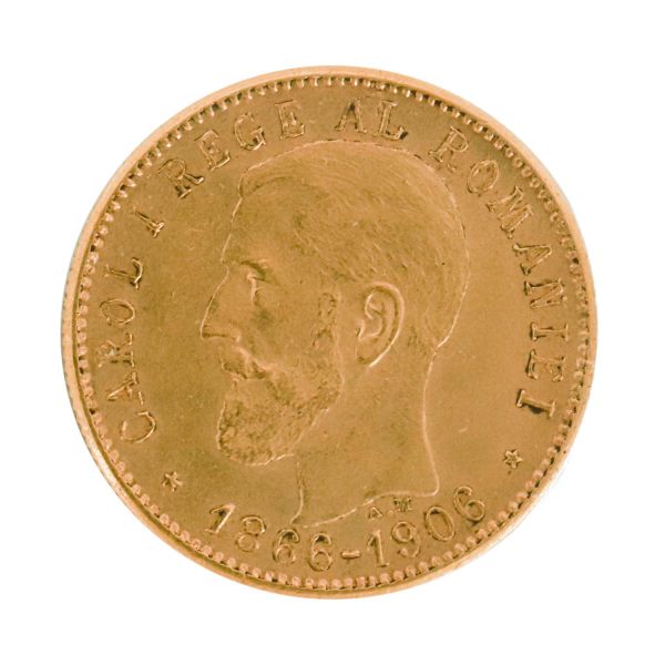 20 lei 1906, monedă din aur, regele Carol I