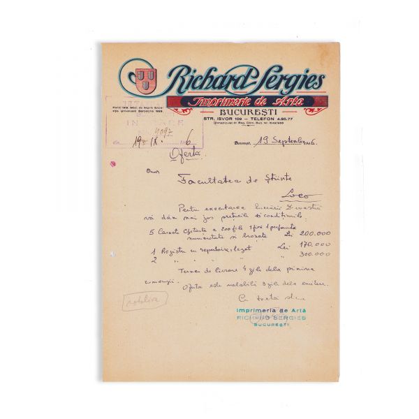 Răsăritul nostru, Imprimeria de Artă Richard Sergies, două corespondențe, 1940 - 1946 