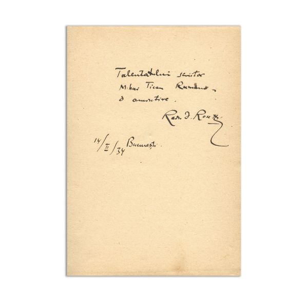 Radu D. Rosetti, Poezii, 1926, cu dedicație pentru Mihai Tican Rumano