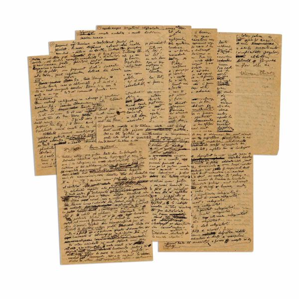 Mircea Eliade, „Poezia egipteană”, 20 de pagini, manuscris semnat la final