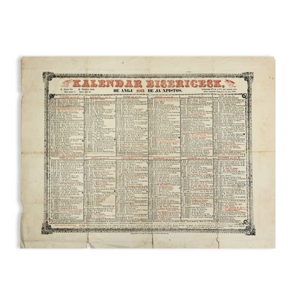 Calendar Bisericesc pe anul 1863