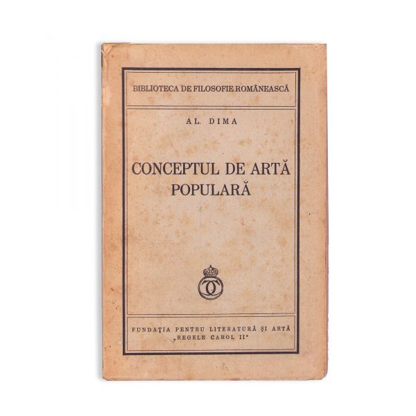 Al. Dima, Conceptul de artă populară, 1939, cu dedicație pentru Dumitru D. Roșca