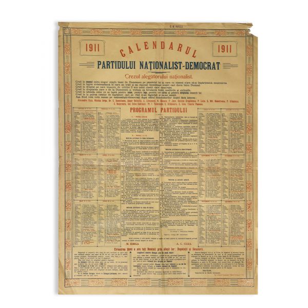 Calendarul Partidului Naționalist-Democrat pe anul 1911