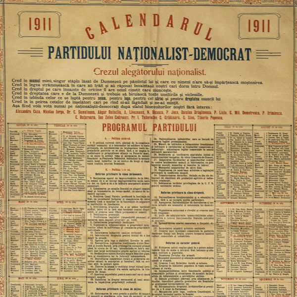 Calendarul Partidului Naționalist-Democrat pe anul 1911